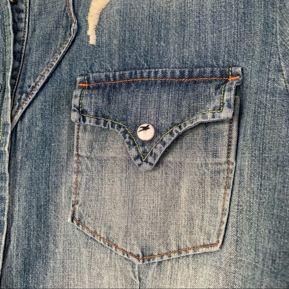 Embroidered and Screen Printed Denim Long Sleeve - Picture 4 of 16